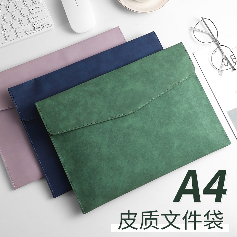 跨境专供皮质文件袋A4纸档案袋文件夹包资料商务公文袋票据收纳袋